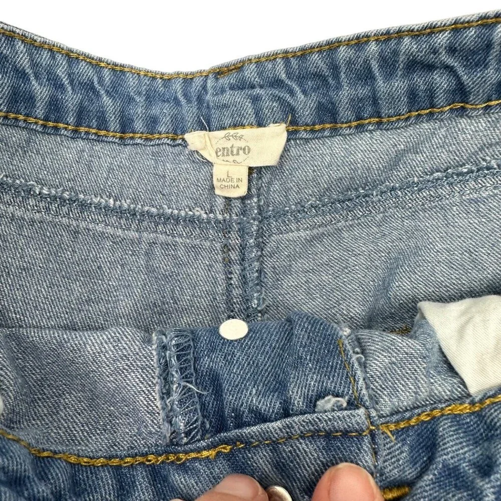 Entro Cutoff Jean Shorts Size Large High Rise Distressed Denim 100% Cotton